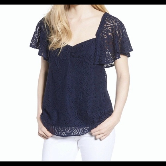 Hinge Blue Lace Top. - Picture 11 of 11
